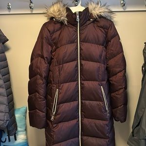 Calvin Klein winter coat with faux fur large burgundy